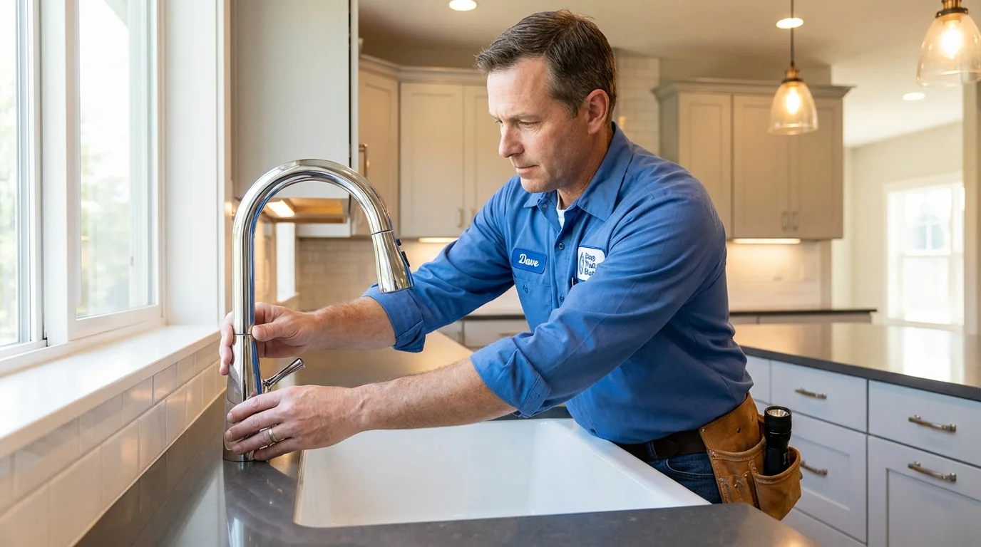 Kitchen faucet installation by Johns Plumbing LLC in Greene
